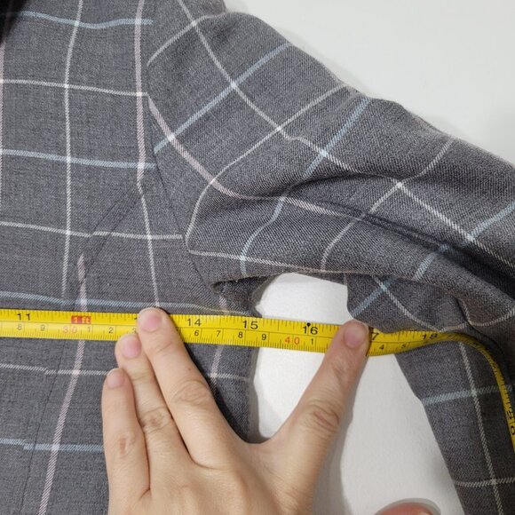 Tommy Hilfiger Gray Girl Windowpane Check Button Front Peplum Coat Jacket Size 5 - Picture 13 of 14